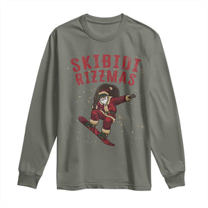 Skibidi Rizzmas Christmas Long Sleeve Shirt Rizz Santa Claus Skater Skateboard Skateboarder Kid Cool TS10 Military Green Print Your Wear