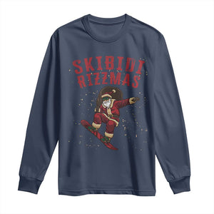 Skibidi Rizzmas Christmas Long Sleeve Shirt Rizz Santa Claus Skater Skateboard Skateboarder Kid Cool TS10 Navy Print Your Wear