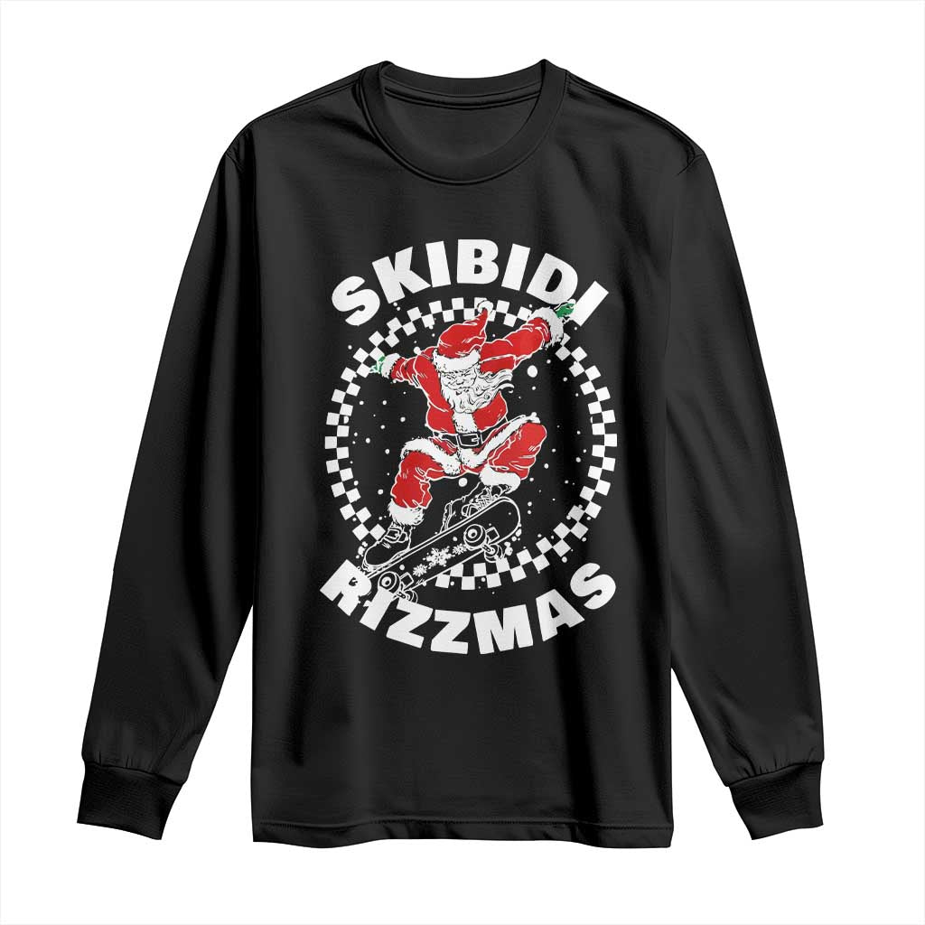 Skibidi Rizzmas Christmas Long Sleeve Shirt Rizz Skateboarding Santa Claus Skater Skateboard Skateboarder TS10 Black Print Your Wear