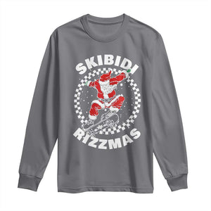 Skibidi Rizzmas Christmas Long Sleeve Shirt Rizz Skateboarding Santa Claus Skater Skateboard Skateboarder TS10 Charcoal Print Your Wear