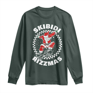 Skibidi Rizzmas Christmas Long Sleeve Shirt Rizz Skateboarding Santa Claus Skater Skateboard Skateboarder TS10 Dark Forest Green Print Your Wear