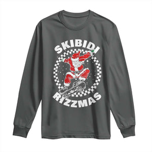 Skibidi Rizzmas Christmas Long Sleeve Shirt Rizz Skateboarding Santa Claus Skater Skateboard Skateboarder TS10 Dark Heather Print Your Wear