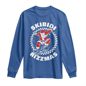 Skibidi Rizzmas Christmas Long Sleeve Shirt Rizz Skateboarding Santa Claus Skater Skateboard Skateboarder TS10 Royal Blue Print Your Wear