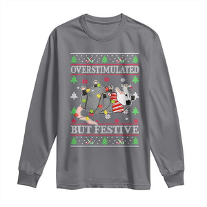 Possum Christmas Long Sleeve Shirt Overstimulated But Festive Ugly Christmas TS10 Charcoal Print Your Wear