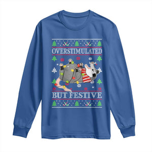 Possum Christmas Long Sleeve Shirt Overstimulated But Festive Ugly Christmas TS10 Royal Blue Print Your Wear