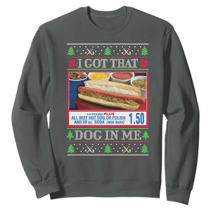 I Got That Dog in Me Ugly Christmas Sweatshirt Keep 150 Dank Meme Hot Dog Combo TS10 Dark Heather Print Your Wear