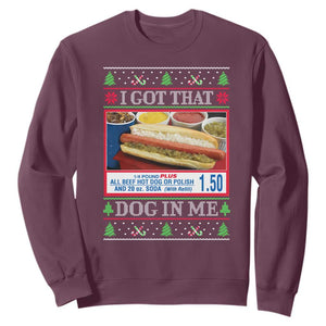 I Got That Dog in Me Ugly Christmas Sweatshirt Keep 150 Dank Meme Hot Dog Combo TS10 Maroon Print Your Wear