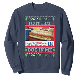 I Got That Dog in Me Ugly Christmas Sweatshirt Keep 150 Dank Meme Hot Dog Combo TS10 Navy Print Your Wear