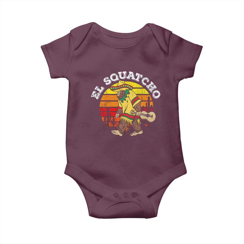 El Squatcho Bigfoot Baby Onesie Mexican Sasquatch Cinco De Mayo TS10 Maroon Print Your Wear