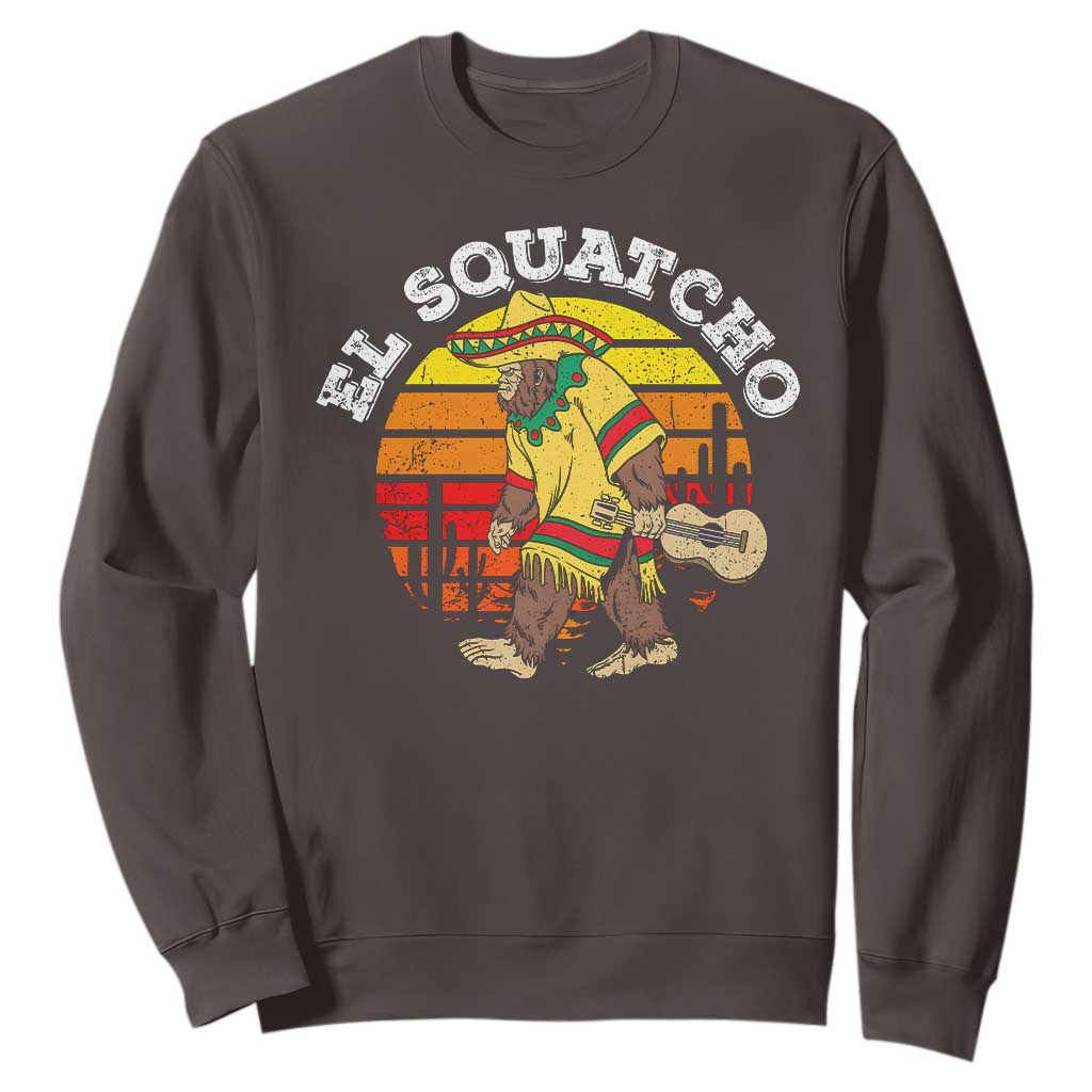 El Squatcho Bigfoot Sweatshirt Mexican Sasquatch Cinco De Mayo TS10 Dark Chocolate Print Your Wear