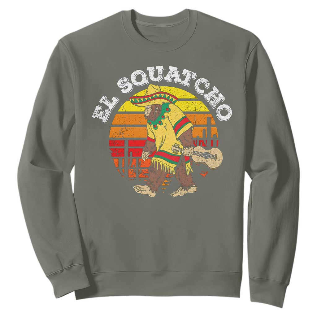 El Squatcho Bigfoot Sweatshirt Mexican Sasquatch Cinco De Mayo TS10 Military Green Print Your Wear