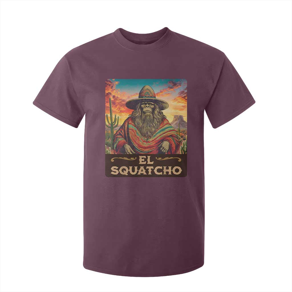 El Squatcho Bigfoot T Shirt For Kid Mexican Sasquatch Lovers Cinco De Mayo TS10 Maroon Print Your Wear