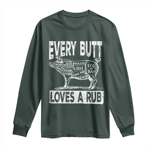 BBQ Long Sleeve Shirt Pork Butt Rub Dad Grill Gift TS10 Dark Forest Green Print Your Wear