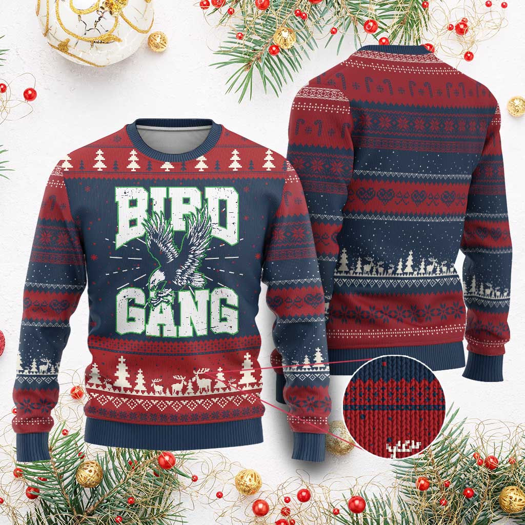 Bird Gang Knit Sweatshirt Vintage 90s Style Classic EF Fly TS10 Burgundy Print Your Wear