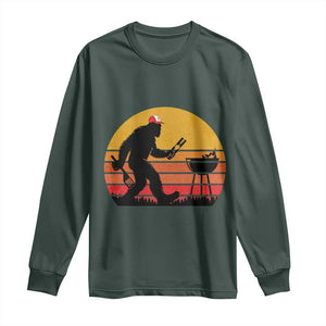 Bigfoot BBQ Long Sleeve Shirt Funny Barbecue Sasquatch Lovers Dad Grill Gift TS10 Dark Forest Green Print Your Wear