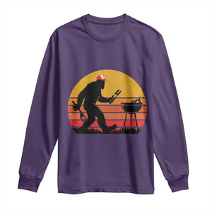 Bigfoot BBQ Long Sleeve Shirt Funny Barbecue Sasquatch Lovers Dad Grill Gift TS10 Purple Print Your Wear