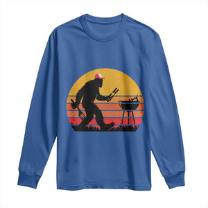 Bigfoot BBQ Long Sleeve Shirt Funny Barbecue Sasquatch Lovers Dad Grill Gift TS10 Royal Blue Print Your Wear