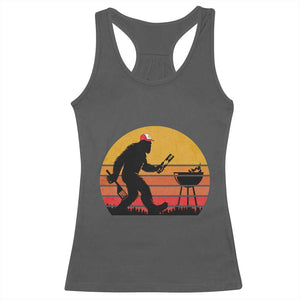 Bigfoot BBQ Racerback Tank Top Funny Barbecue Sasquatch Lovers Dad Grill Gift TS10 Dark Heather Print Your Wear