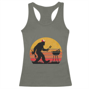 Bigfoot BBQ Racerback Tank Top Funny Barbecue Sasquatch Lovers Dad Grill Gift TS10 Military Green Print Your Wear