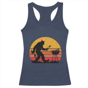 Bigfoot BBQ Racerback Tank Top Funny Barbecue Sasquatch Lovers Dad Grill Gift TS10 Navy Print Your Wear