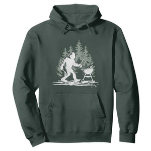 Bigfoot BBQ Hoodie Funny Sasquatch Barbecue Dad Grill Gift TS10 Dark Forest Green Print Your Wear