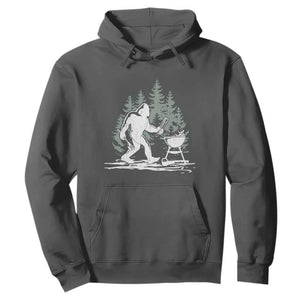 Bigfoot BBQ Hoodie Funny Sasquatch Barbecue Dad Grill Gift TS10 Dark Heather Print Your Wear