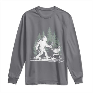 Bigfoot BBQ Long Sleeve Shirt Funny Sasquatch Barbecue Dad Grill Gift TS10 Charcoal Print Your Wear