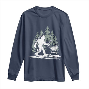 Bigfoot BBQ Long Sleeve Shirt Funny Sasquatch Barbecue Dad Grill Gift TS10 Navy Print Your Wear