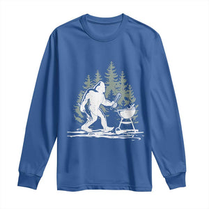 Bigfoot BBQ Long Sleeve Shirt Funny Sasquatch Barbecue Dad Grill Gift TS10 Royal Blue Print Your Wear