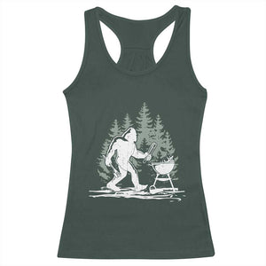 Bigfoot BBQ Racerback Tank Top Funny Sasquatch Barbecue Dad Grill Gift TS10 Dark Forest Green Print Your Wear