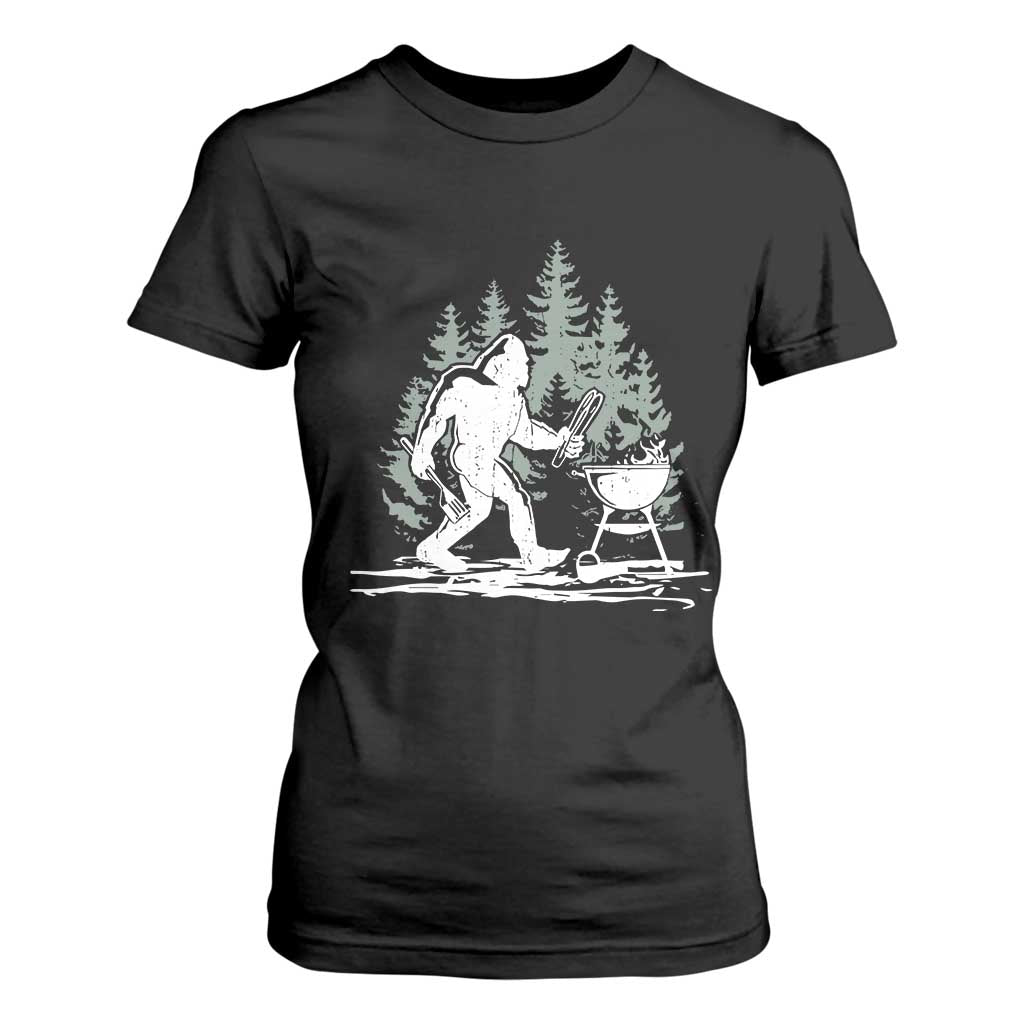 Bigfoot BBQ T Shirt For Women Funny Sasquatch Barbecue Dad Grill Gift TS10 Black Print Your Wear