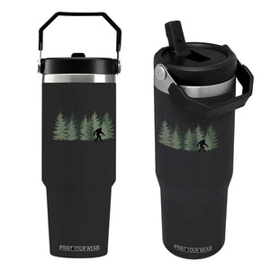 Bigfoot In The Forest Sasquatch Yeti Flip Straw Tumbler TS10 One Size: 30 oz Black Print Your Wear