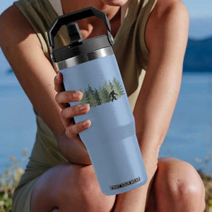 Bigfoot In The Forest Sasquatch Yeti Flip Straw Tumbler TS10 One Size: 30 oz Light Blue Print Your Wear