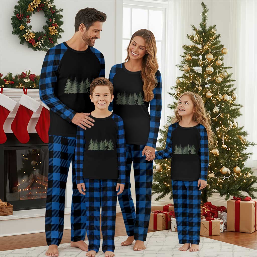 Bigfoot In The Forest Sasquatch Yeti Plaid Pajama Set TS10 Blue Plaid Print Your Wear
