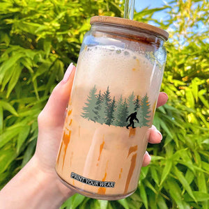 Bigfoot In The Forest Sasquatch Yeti Glass Can TS10 Black Print Your Wear
