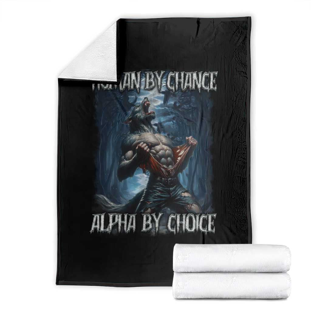 Human By Chance Alpha By Choice Wolf Throw Blanket Vintage 90s Style Wolf Sigma Emo Meme TS10 Black Print Your Wear