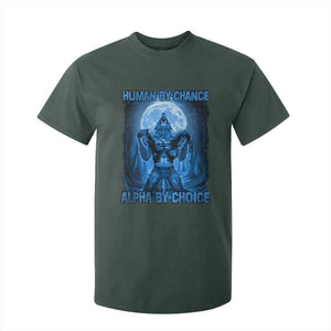 Funny Human By Chance Alpha By Choice T Shirt For Kid Vintage 90s Alpha Wolf TS10 Dark Forest Green Print Your Wear