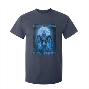 Funny Human By Chance Alpha By Choice T Shirt For Kid Vintage 90s Alpha Wolf TS10 Navy Print Your Wear