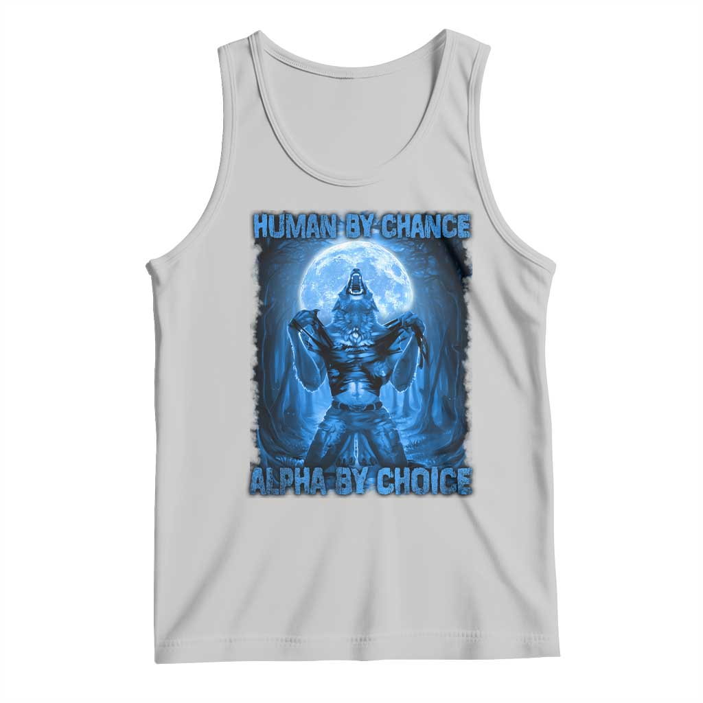Funny Human By Chance Alpha By Choice Tank Top Vintage 90s Alpha Wolf TS10 Ash Print Your Wear