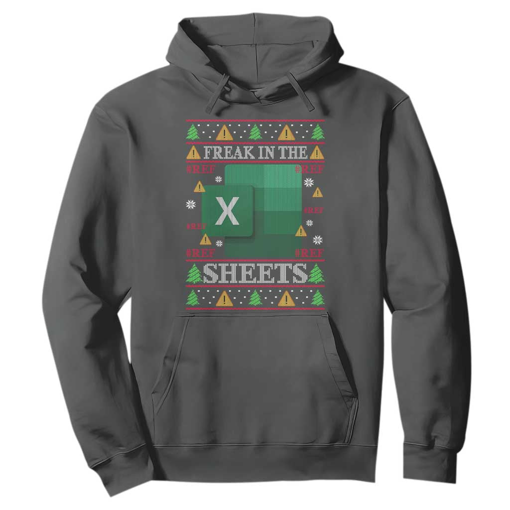 Funny Christmas Freak In The Sheets Hoodie Excel Spreadsheets Office Ugly Christmas Accountant Gift TS10 Dark Heather Print Your Wear