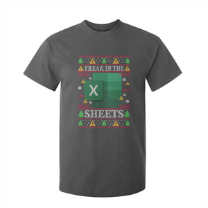 Funny Christmas Freak In The Sheets T Shirt For Kid Excel Spreadsheets Office Ugly Christmas Accountant Gift TS10 Dark Heather Print Your Wear