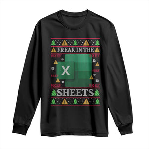 Funny Christmas Freak In The Sheets Long Sleeve Shirt Excel Spreadsheets Office Ugly Christmas Accountant Gift TS10 Black Print Your Wear