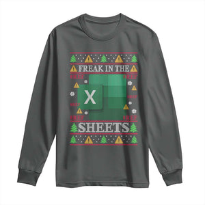 Funny Christmas Freak In The Sheets Long Sleeve Shirt Excel Spreadsheets Office Ugly Christmas Accountant Gift TS10 Dark Heather Print Your Wear