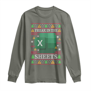 Funny Christmas Freak In The Sheets Long Sleeve Shirt Excel Spreadsheets Office Ugly Christmas Accountant Gift TS10 Military Green Print Your Wear