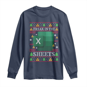 Funny Christmas Freak In The Sheets Long Sleeve Shirt Excel Spreadsheets Office Ugly Christmas Accountant Gift TS10 Navy Print Your Wear