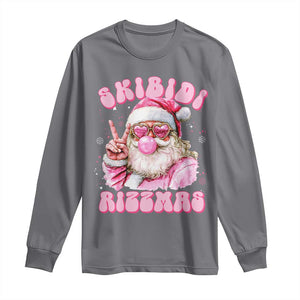 Skibidi Rizzmas Christmas Long Sleeve Shirt Rizz Santa Pink Bubble Gum Funny Xmas Girl Kids Gen Alpha TS10 Charcoal Print Your Wear