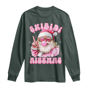 Skibidi Rizzmas Christmas Long Sleeve Shirt Rizz Santa Pink Bubble Gum Funny Xmas Girl Kids Gen Alpha TS10 Dark Forest Green Print Your Wear