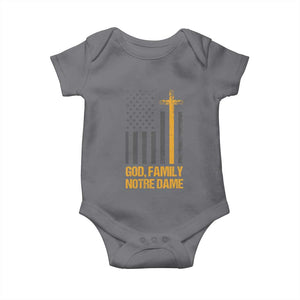 God First Family Second Then Notre Dame Baby Onesie US Flag TS10 Charcoal Print Your Wear