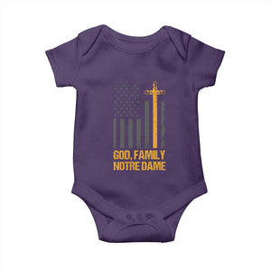 God First Family Second Then Notre Dame Baby Onesie US Flag TS10 Purple Print Your Wear