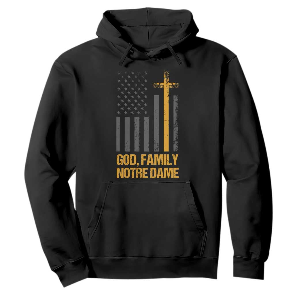 God First Family Second Then Notre Dame Hoodie US Flag TS10 Black Print Your Wear